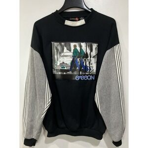 Vintage SASSON Crewneck Sweatshirt Large Chest Patch‎ Striped Sleeves Men's XL